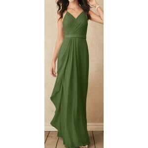 AW BRIDAL 8 M green olive chiffon Lizzie bridesmaid formal party maxi dress b20
